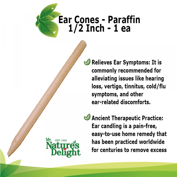 Nature’s Delight Paraffin Ear Cone – 1/2 inch, single piece